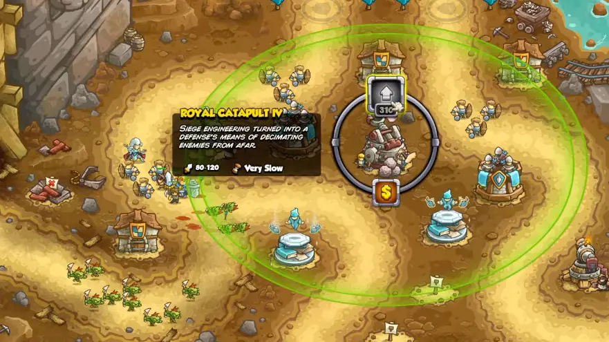 Royal Catapult clearing a group of enemies in Kingdom Rush 6 Genesis