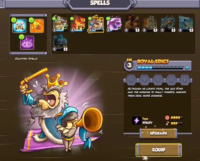 Royal Edict buffing towers in Kingdom Rush 6 Genesis