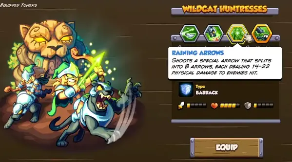 Wildcat Huntresses fighting on a lane in Kingdom Rush 6 Genesis