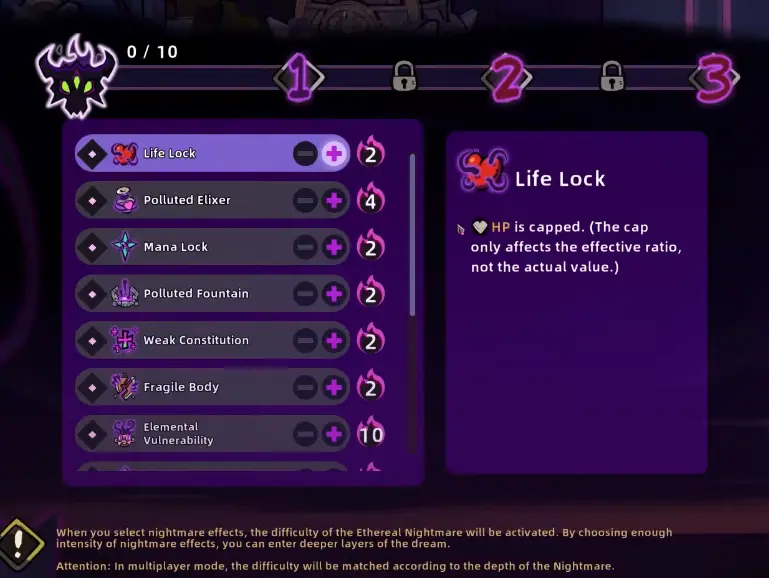 Lost Castle 2 Nia Nightmare effects interface