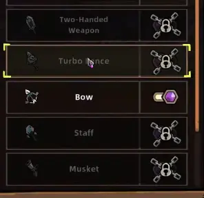 Lost Castle 2 weapon unlock choice with weapon types