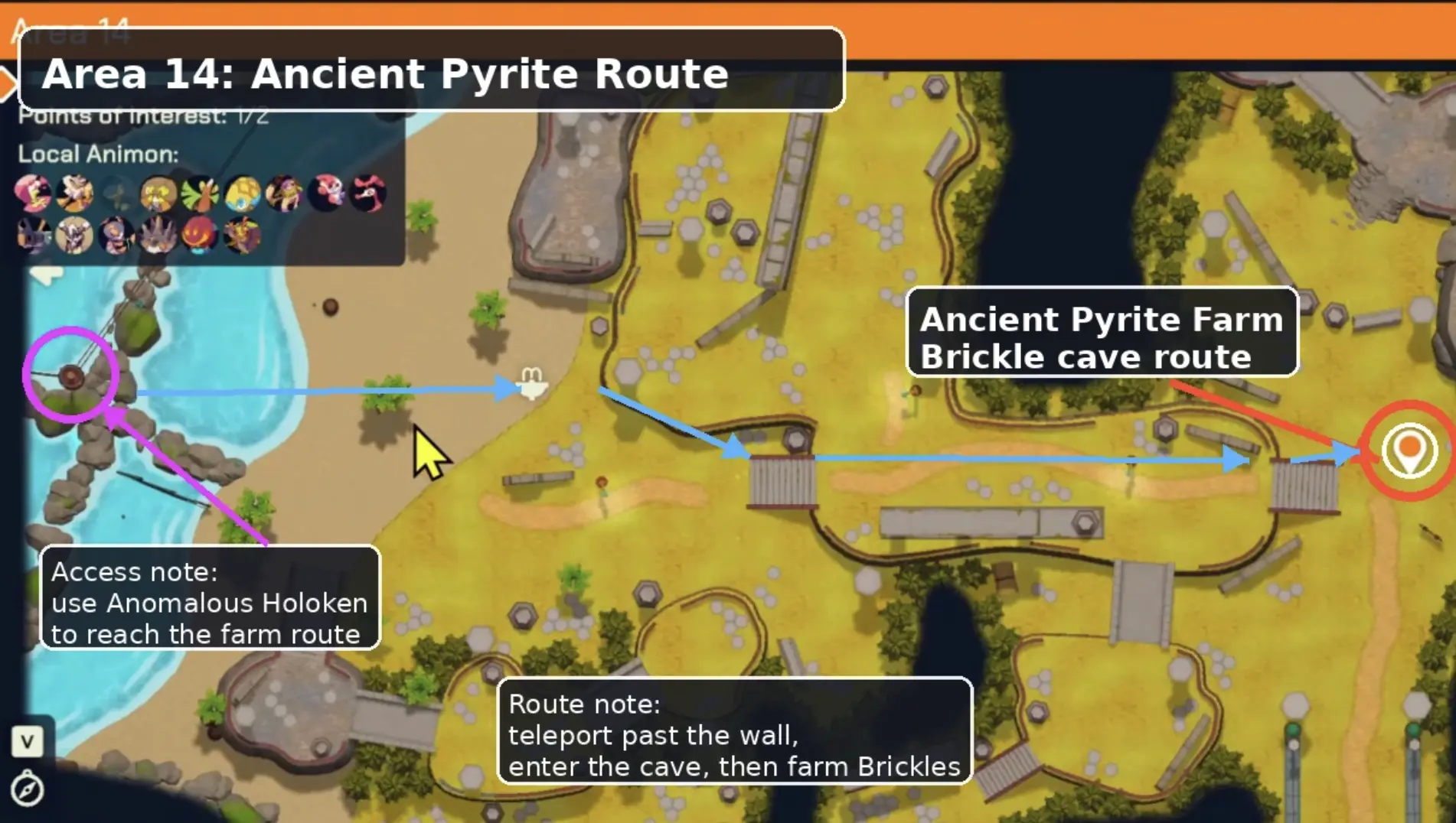 Ancient Pyrite farming route in Area 14
