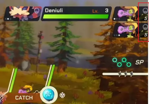 Double ring symbol during an encounter in LumenTale showing a previously caught Animon