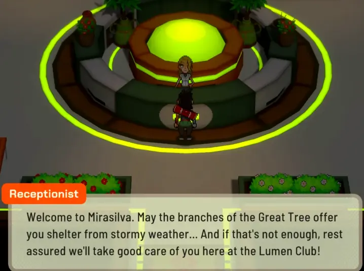 Mirasilva town in the Mythos route in LumenTale