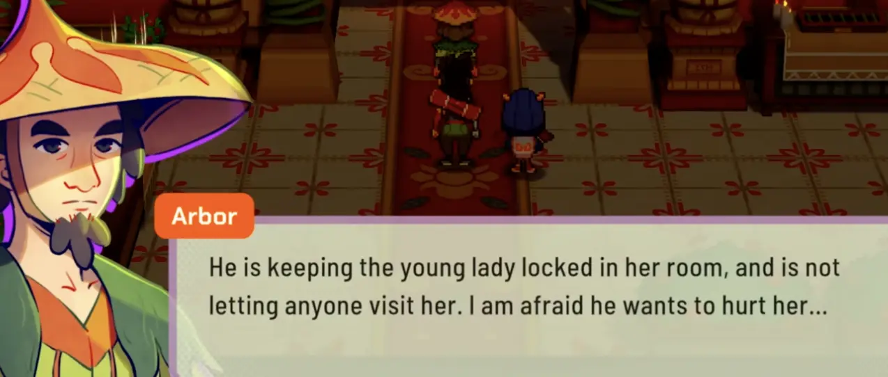 Natada is locked in the guest room during the Mirasilva palace sequence in LumenTale