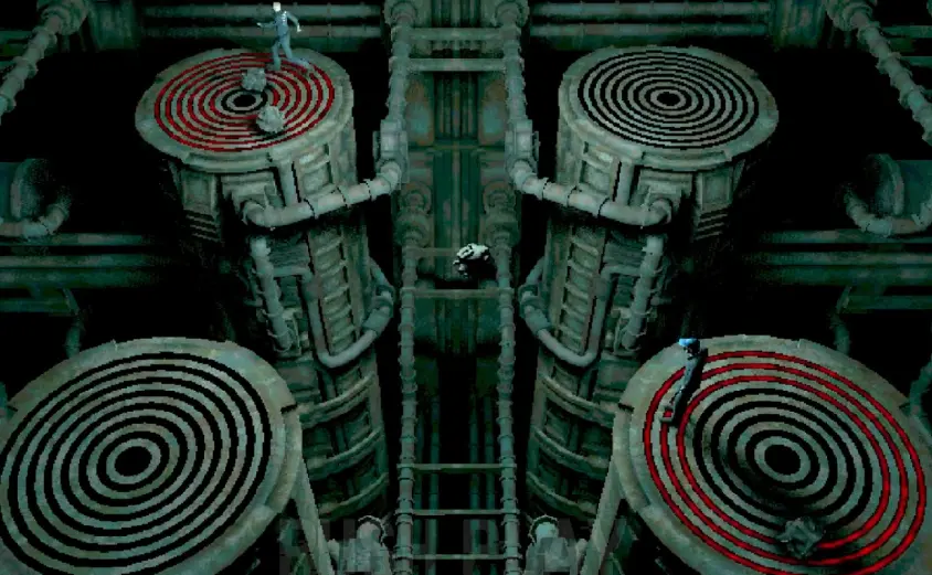 Machine Party Debris Platforms player being knocked from a platform by thrown junk