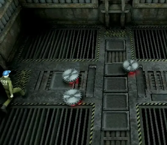 Machine Party Lethal Rebound player positioned beside a repeating hacksaw path for a push