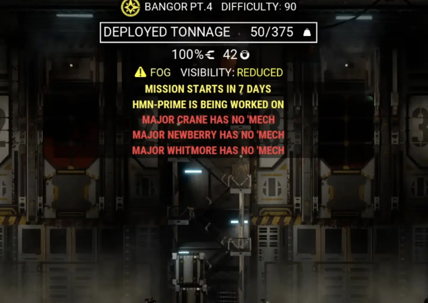 Bangor Pt.4 deployment warning showing HMN-PRIME is still being worked on with seven days until launch