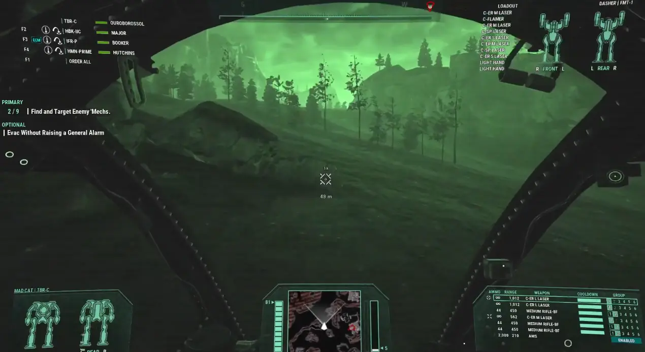 Janette reconnaissance objective showing nine enemy Mechs to identify