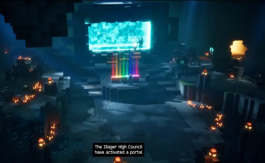 Illager portal at the end of the Deep Dark progression in Minecraft Dungeons II