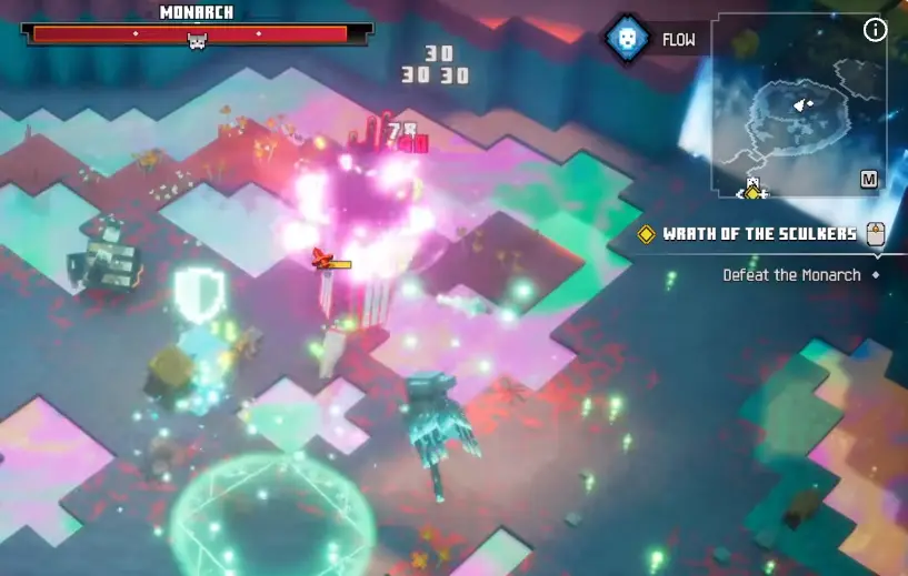 Monarch boss fight during the later Sift route in Minecraft Dungeons II