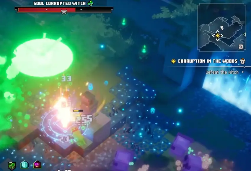 Soul Corrupted Witch boss near the Deep Dark entrance in Minecraft Dungeons II