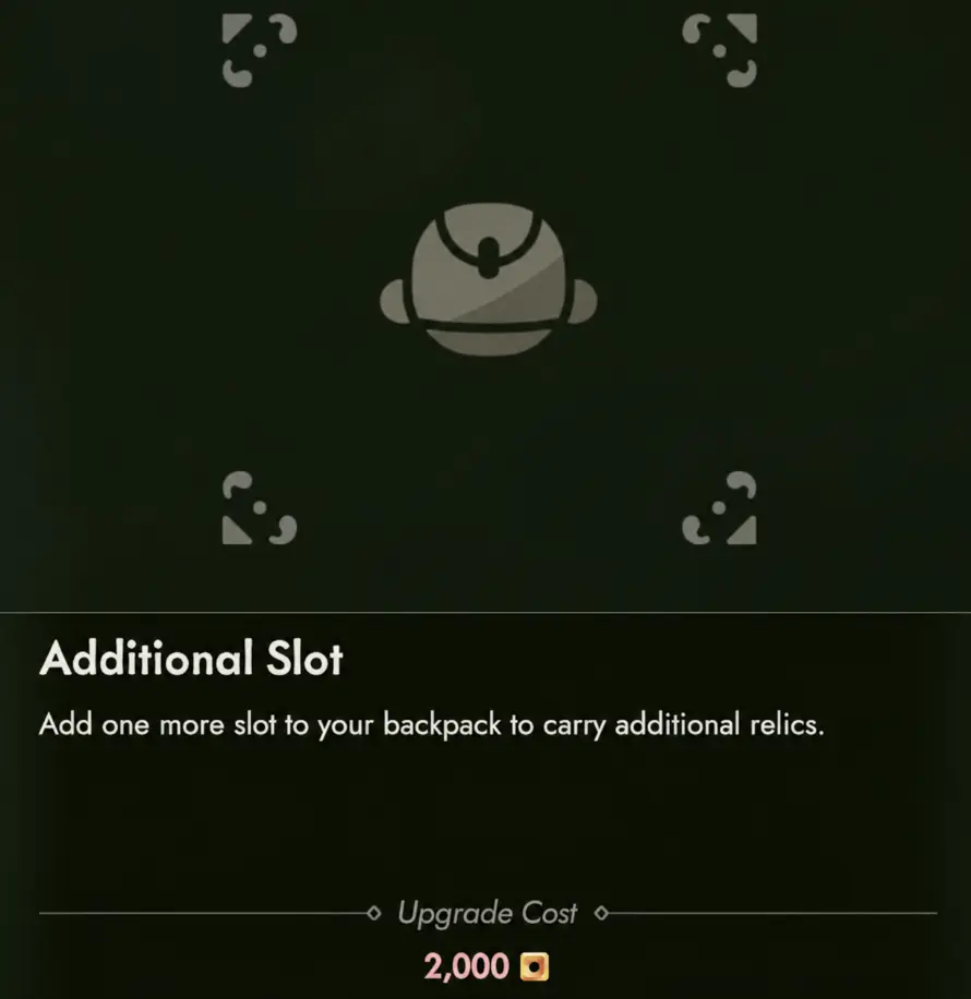 Moonlighter 2 Additional Slot backpack upgrade costing 2000 Gold