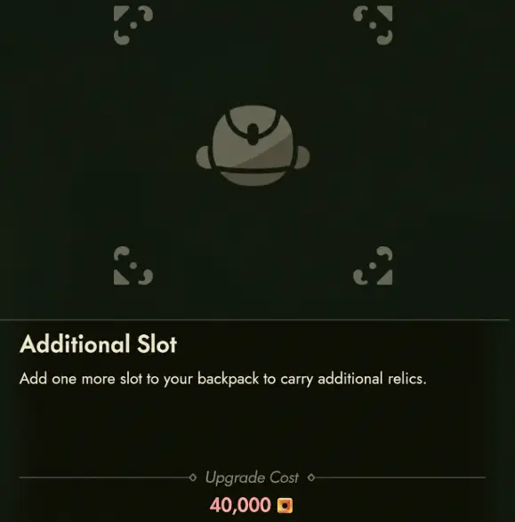 Moonlighter 2 backpack Additional Slot upgrade costing 40000 Gold