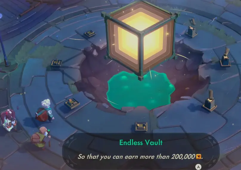 Moonlighter 2 Endless Vault IV showing 132182 of 200000 Gold earned