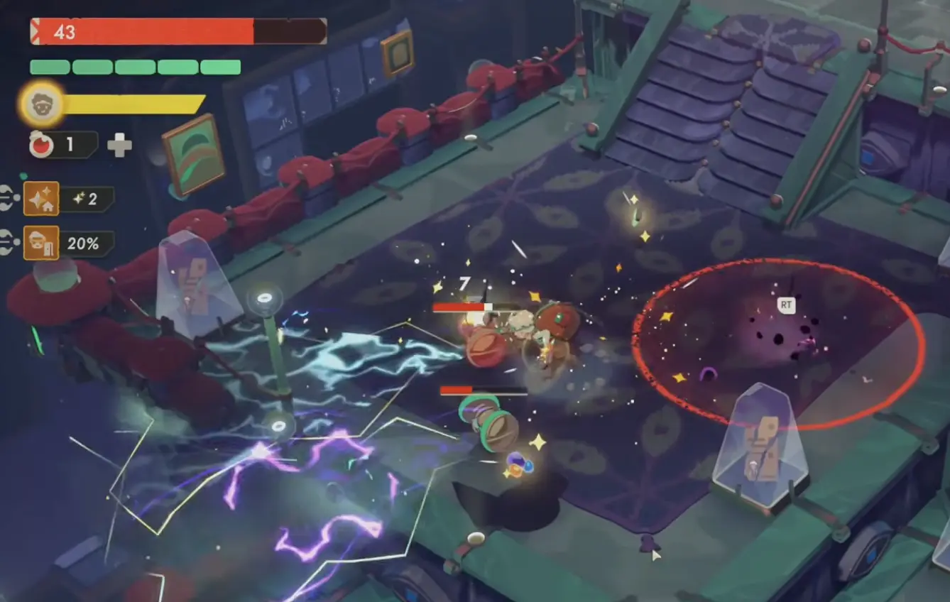 Moonlighter 2 Gauntlets during combat with the Berserk meter visible