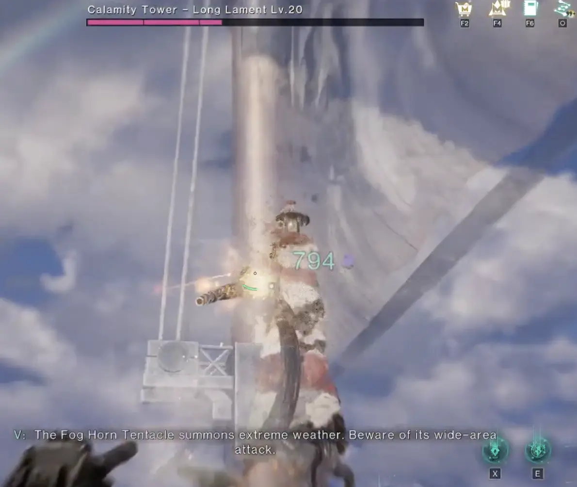 Large ship sail obscuring the cannon's view during the Long Lament Calamity Tower battle
