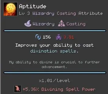 Orb of Creation Aptitude tooltip with Divining Spell Power