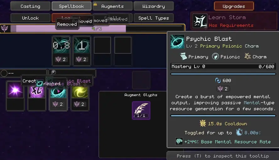 Orb of Creation Psychic Blast loadout with multiple Psychic Blast casts