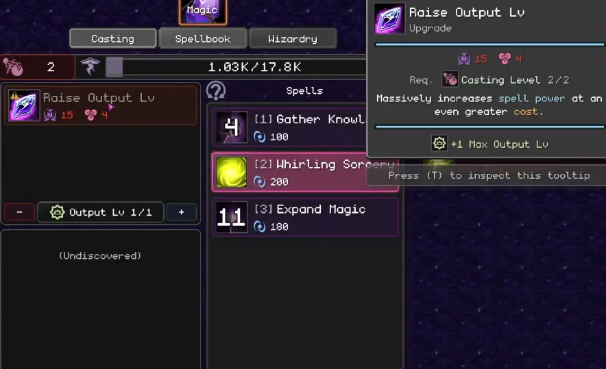 Orb of Creation Raise Output Lv upgrade and spell output level