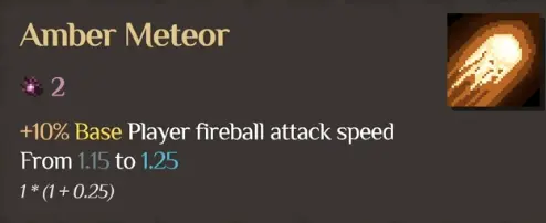 Amber Meteor increasing player Fireball attack speed in Orc Incremental