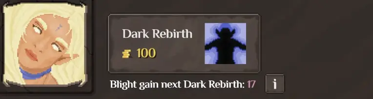 Dark Rebirth preview showing 17 Blight in Orc Incremental