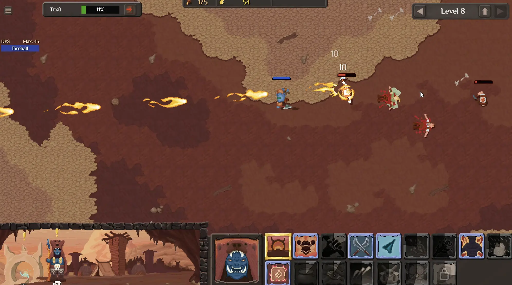 Early Artillery Master Trial battle in Orc Incremental
