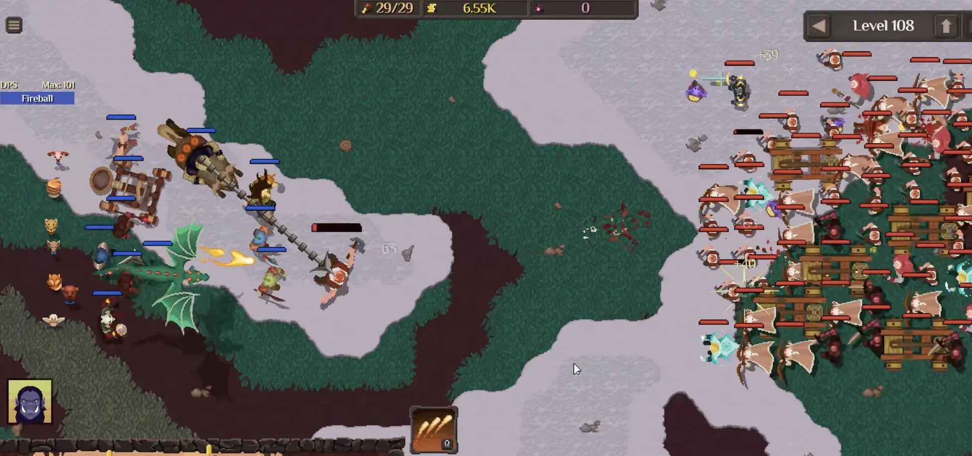 Last One Standing achievement with one allied Unit surviving above Level 100 in Orc Incremental