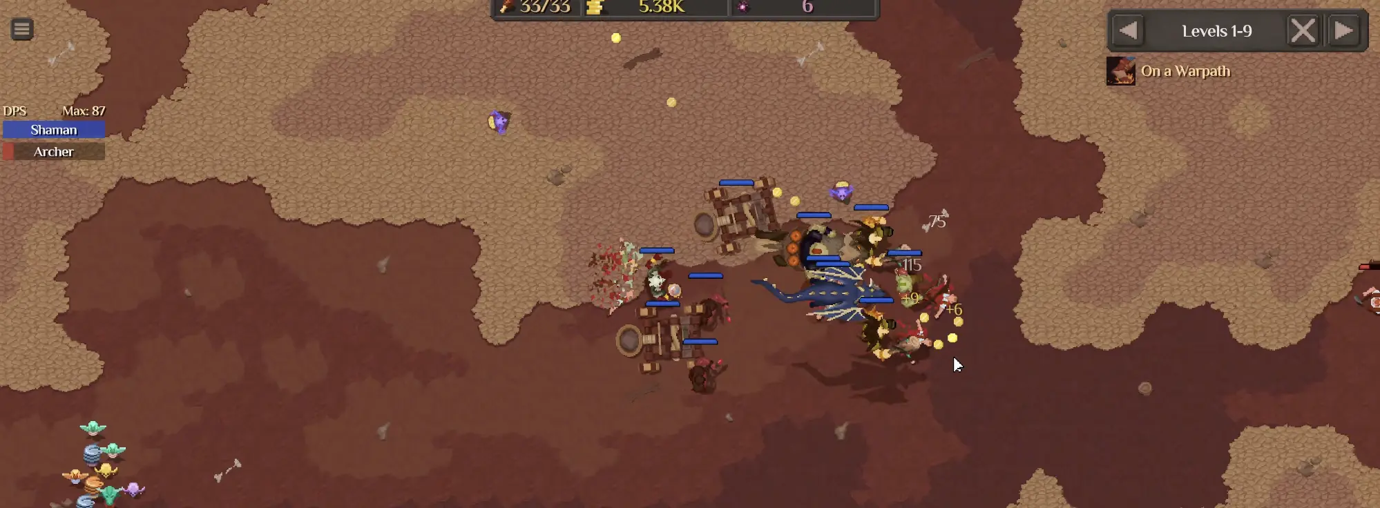 Large late-game Orc Incremental Warband progressing on a Warpath