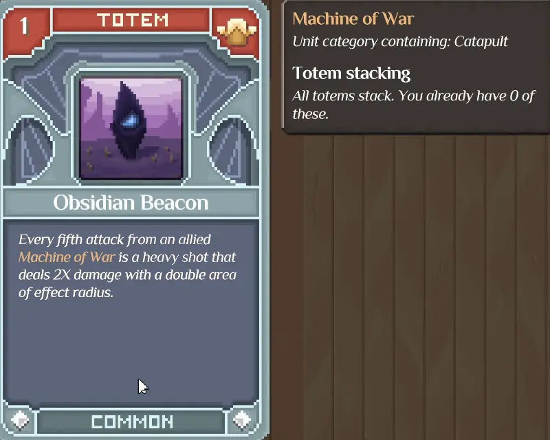 Obsidian Beacon Totem giving War Machines a stronger fifth attack in Orc Incremental