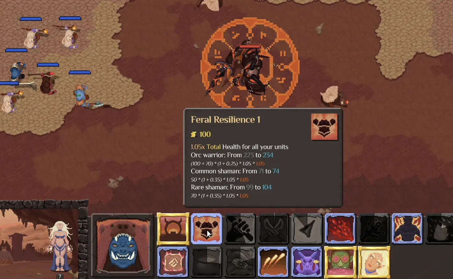 Rare Shaman using forked lightning in an Orc Incremental formation