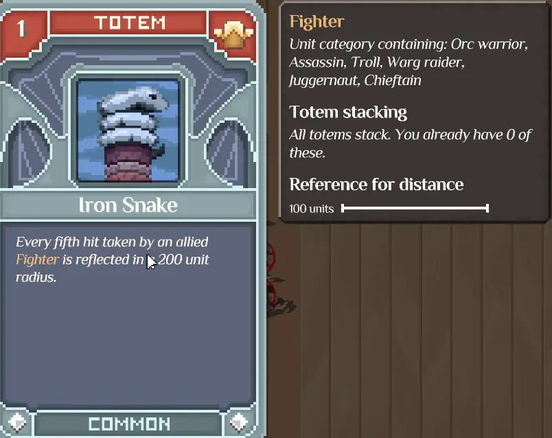 Reflection Totem with a 200-unit radius in Orc Incremental