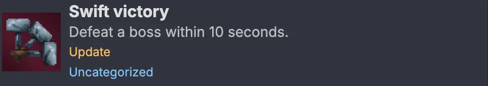 Swift Victory achievement for defeating an Orc Incremental boss within ten seconds