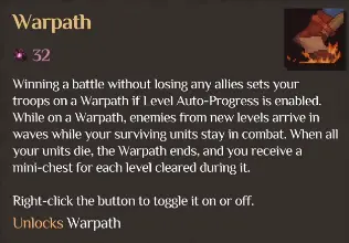 Warpath rules and unlock in Orc Incremental
