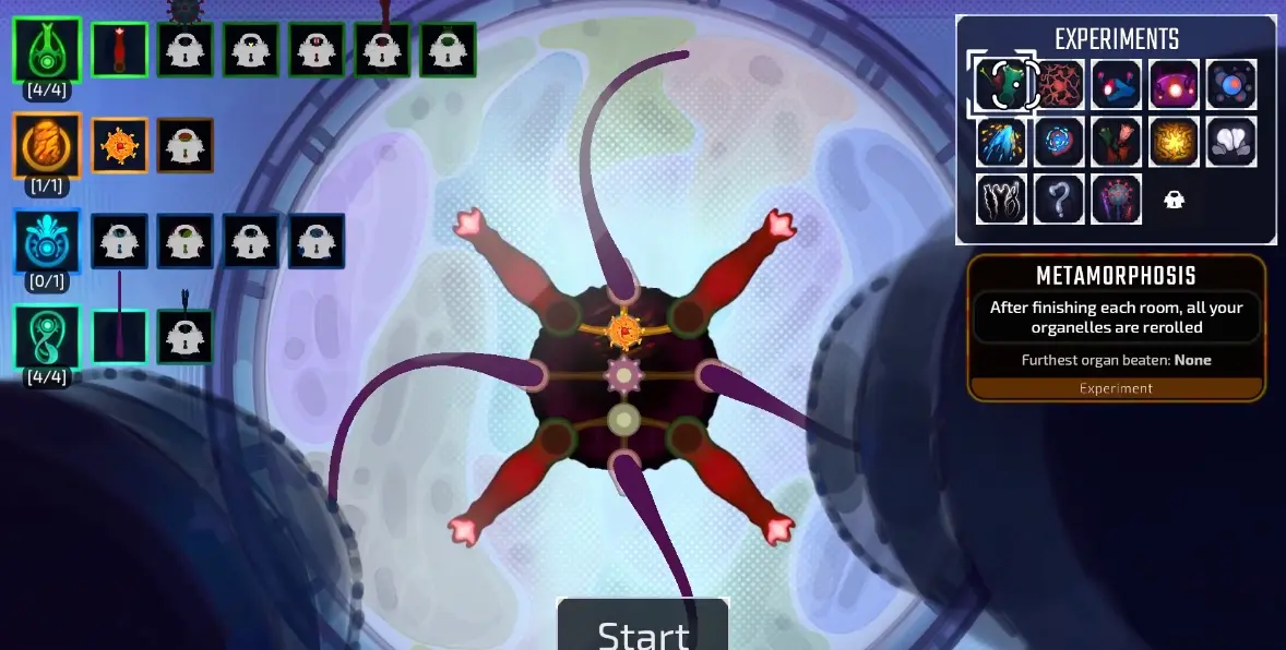 Pathogenic Experiments menu showing alternative run rules