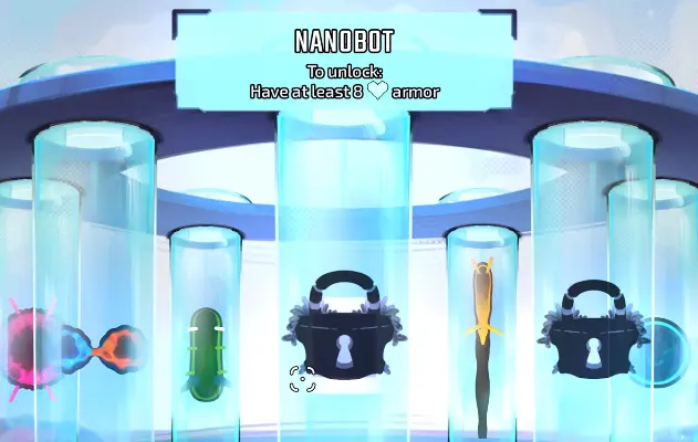 Locked Nanobot card requiring at least eight Armor in Pathogenic