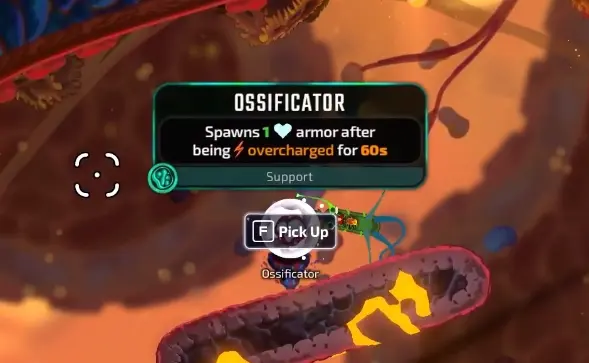 Ossificator generating one Armor after sixty seconds of Overcharge in Pathogenic