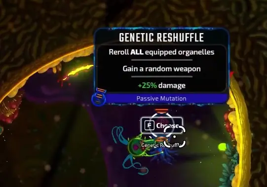 Genetic Reshuffle offering plus 25 percent damage before the Stomach boss