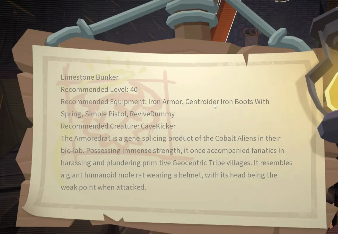 Cave Kicker listed as the recommended creature for Greystone Bunker in PixARK Terracrypt