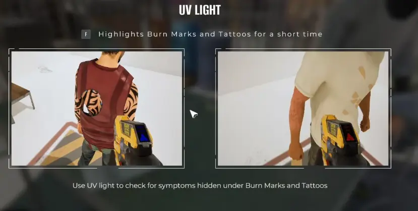 Miami Zero UV Light tutorial demonstrating how burns and tattoos can be highlighted during an inspection