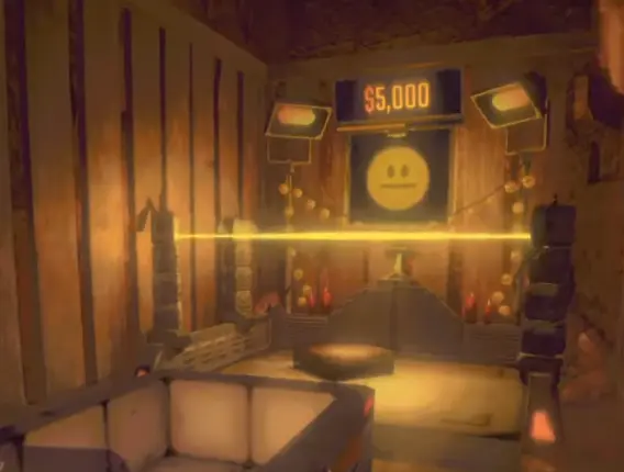 Yellow horizontal laser beam above an extraction point in R.E.P.O.