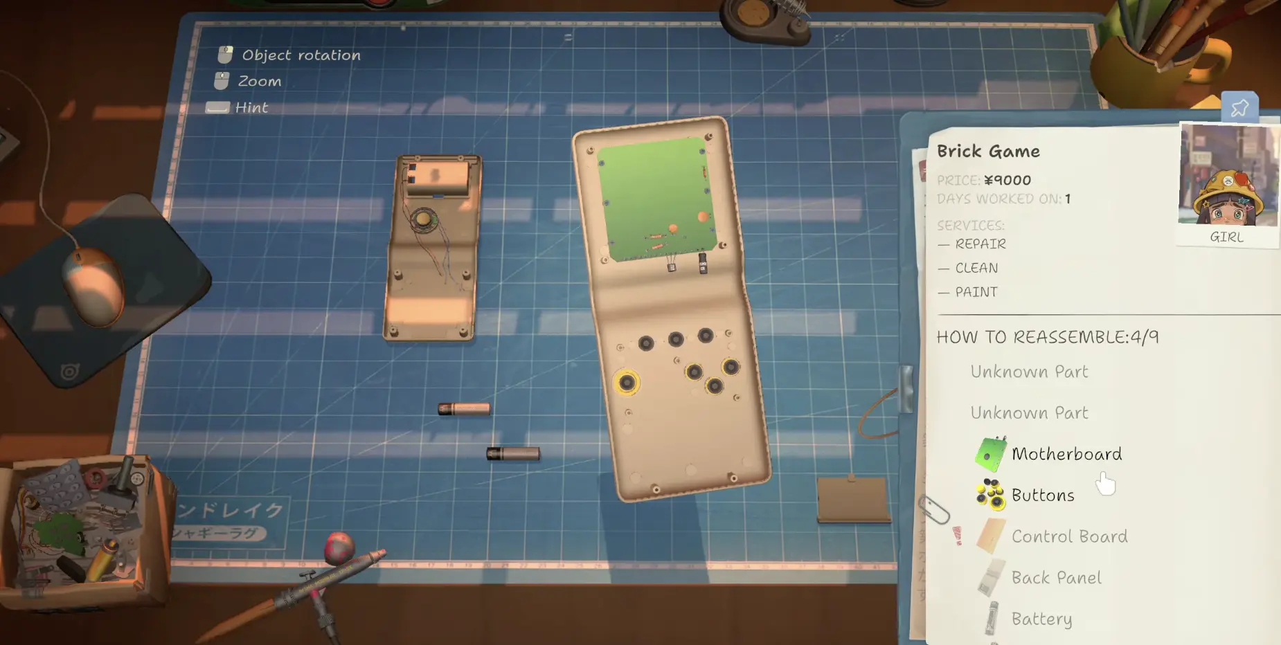 ReStory Brick Game opened with its Screen and Control Board visible