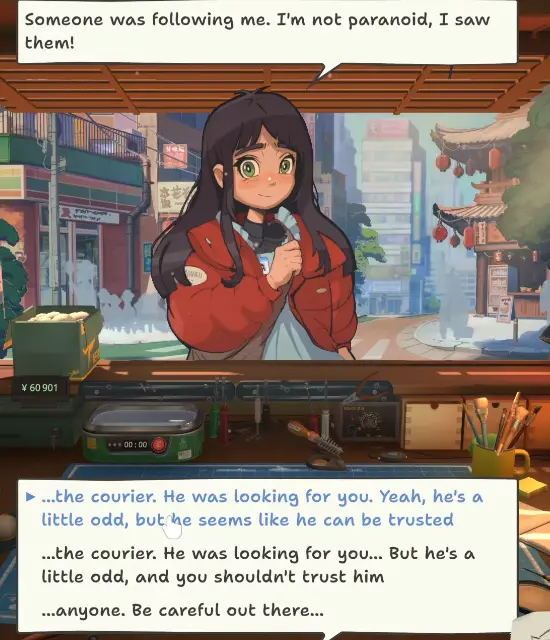 ReStory story choice where I warn the Courier after someone says she is being followed