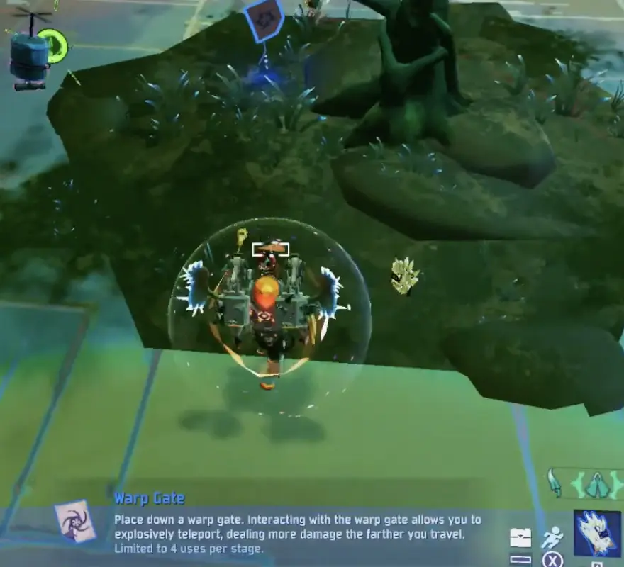 N'Tormat Warp Gate Page showing its explosive teleport effect and four uses per stage