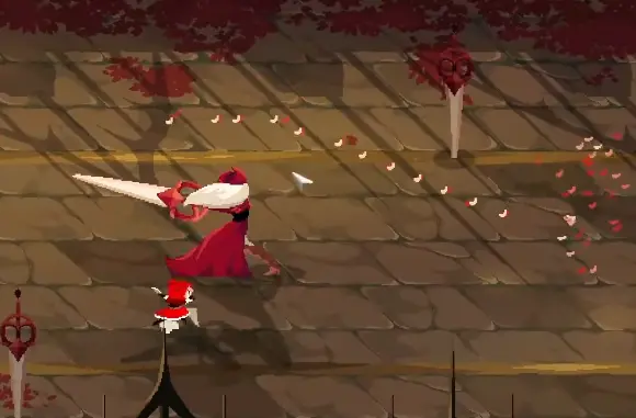 Faye preparing a grab during her second Rubinite boss battle