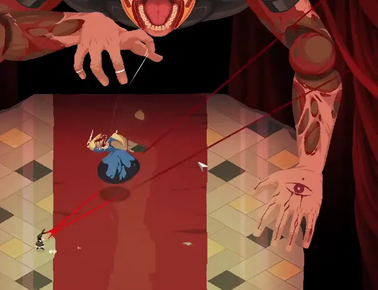 Puppet Master attacking Ruby through the puppet and two giant hands