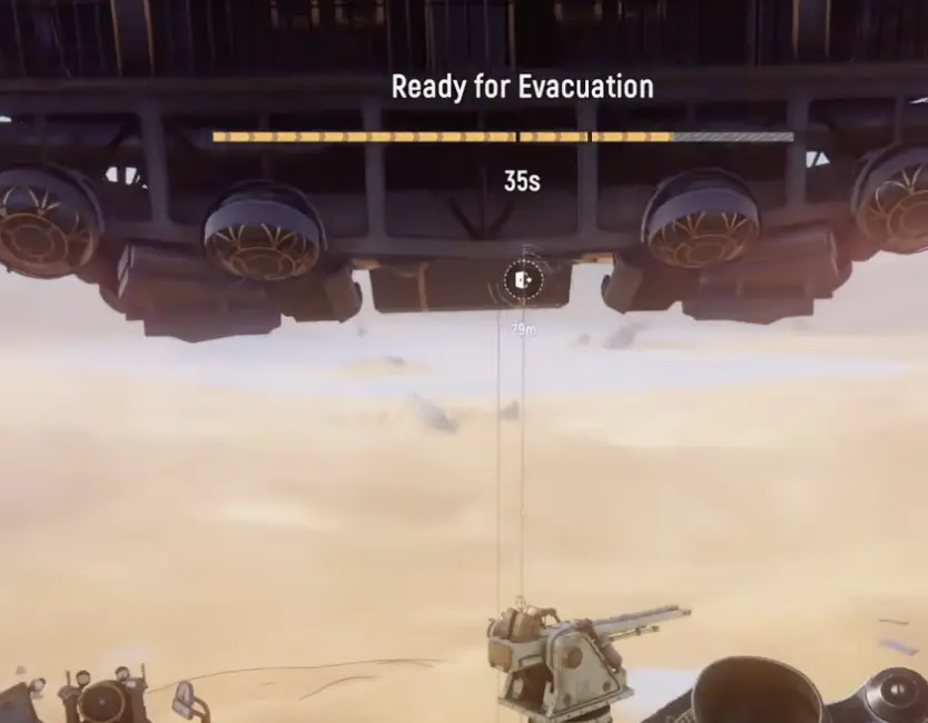 SAND Raiders extraction rope and Ready for Evacuation timer