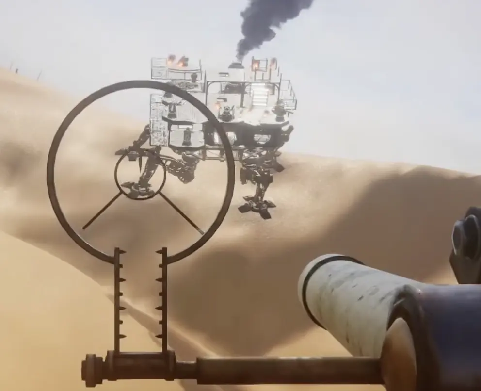 SAND Raiders cannon aiming at enemy Trampler legs