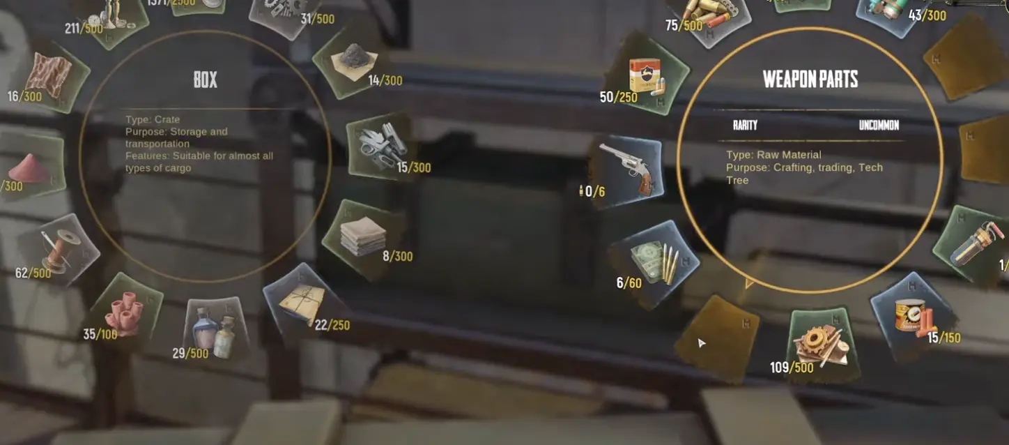 SAND Raiders mechanical parts and raw materials for solo rebuilds