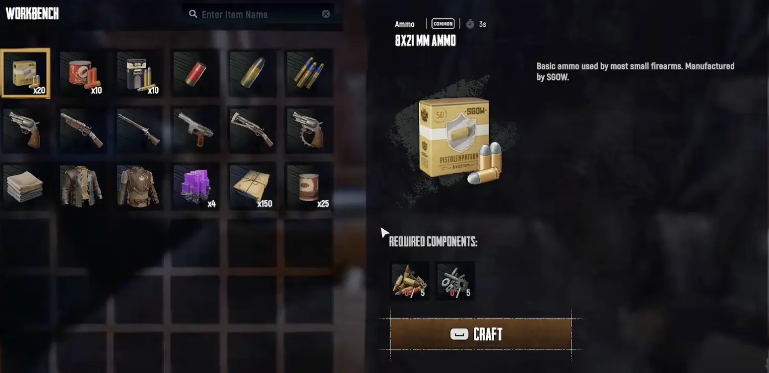 SAND Raiders workbench and Trampler crafting area